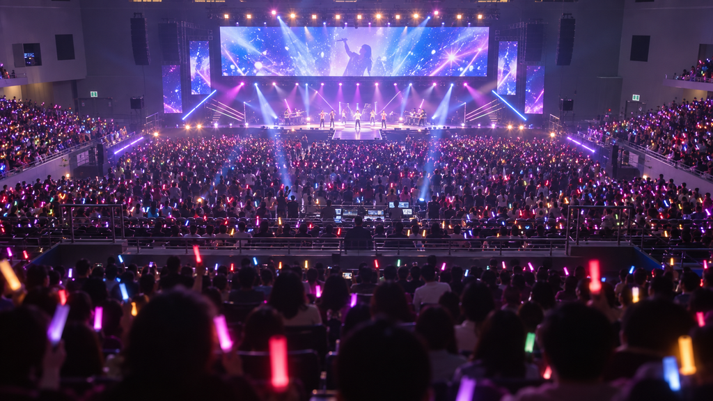 ライブ用双眼鏡がおすすめされるであろうアリーナ会場のスタンド席から見た光景イメージ