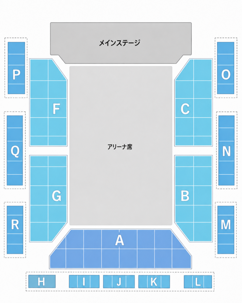 マリンメッセ福岡A館の座席図イメージ