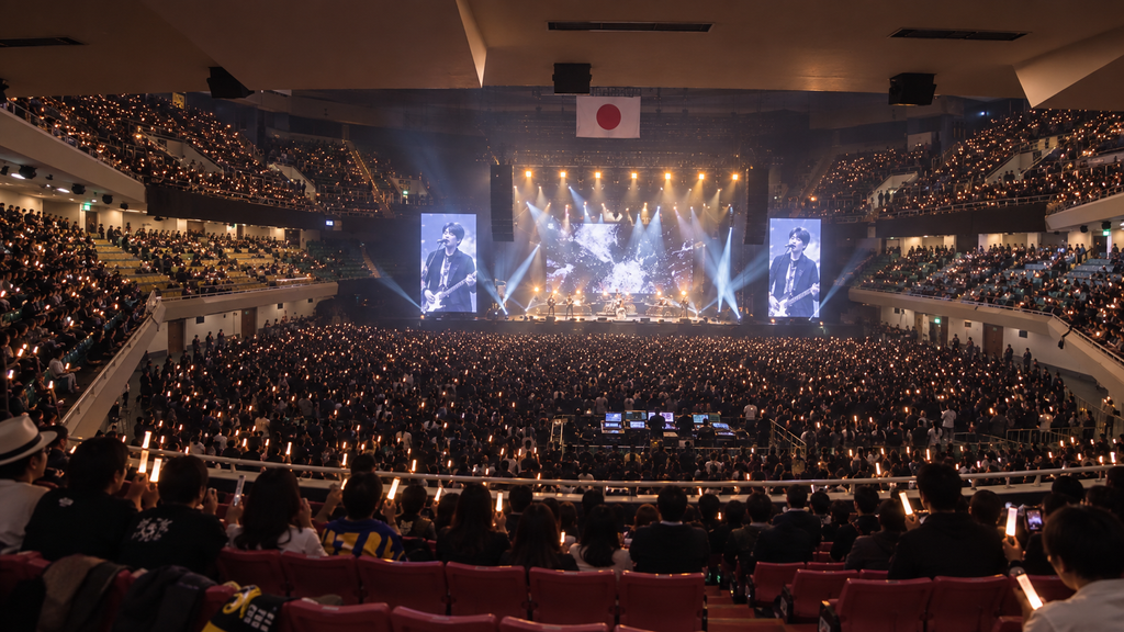 日本武道館1階スタンド立ち見エリアから見たアリーナ席とライブステージの見え方イメージ